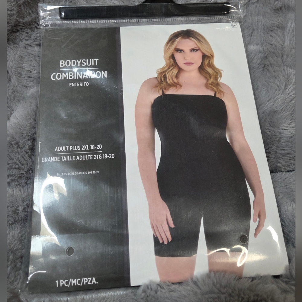 Black Body Suit, Ribbed In 2XL - Picture 2 of 7